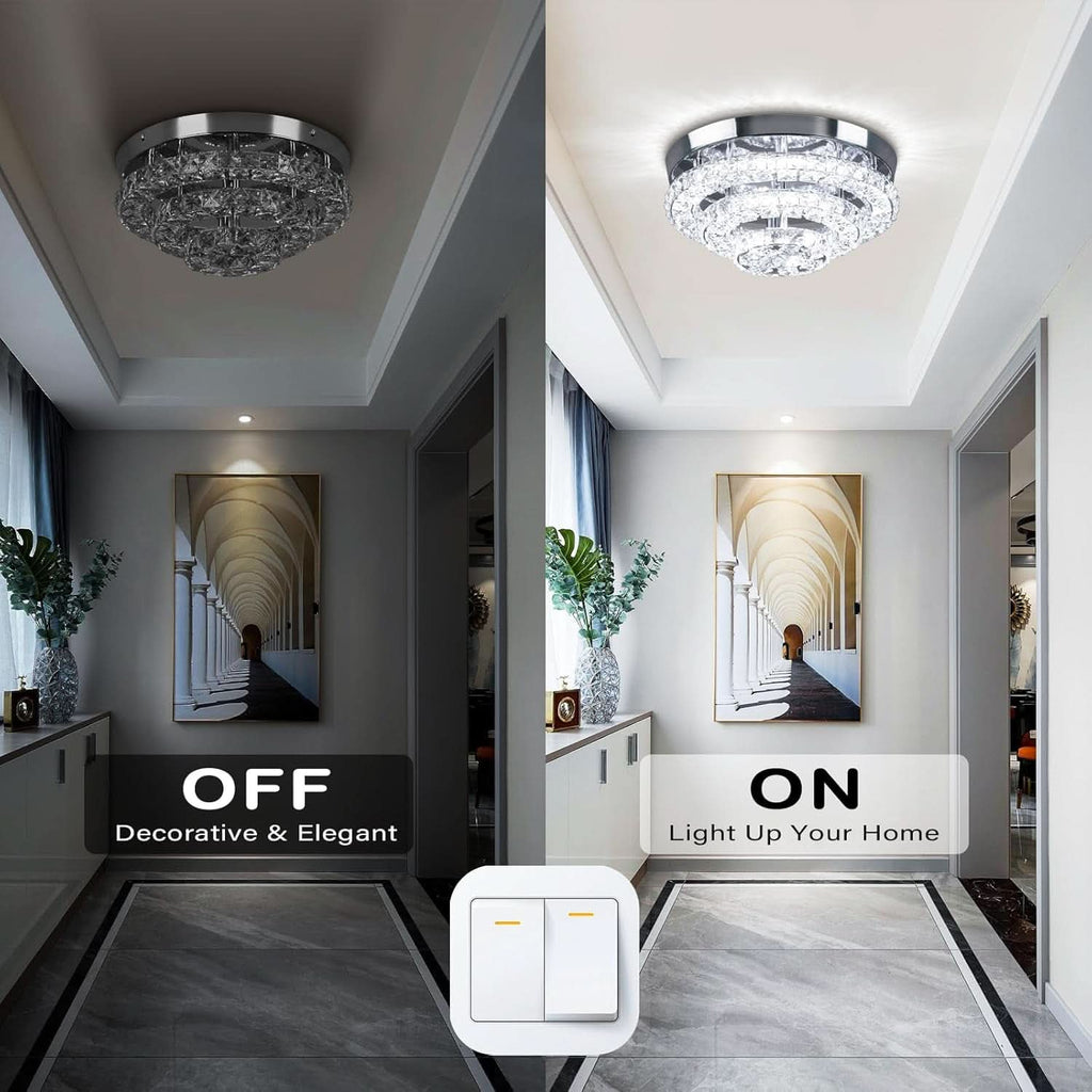 Homiqo Crystal – Kryształowa lampa sufitowa LED 30 cm, 6500K