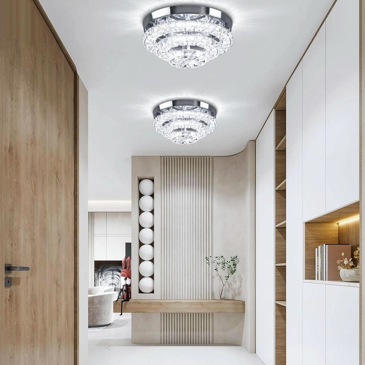 Homiqo Crystal – Kryształowa lampa sufitowa LED 30 cm, 6500K