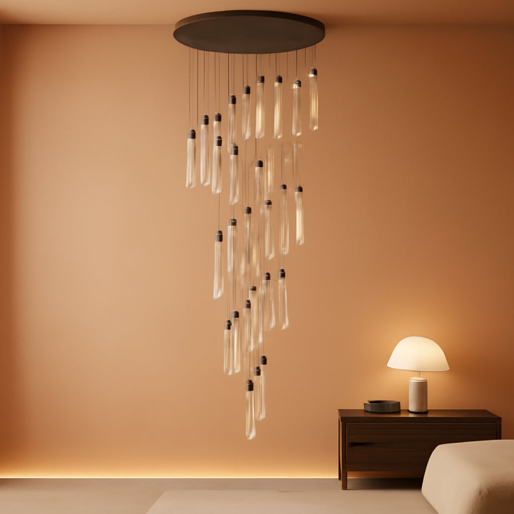 Homiqo Crystal Lux – Nowoczesny kryształowy żyrandol LED 32-punktowy z funkcją ściemniania